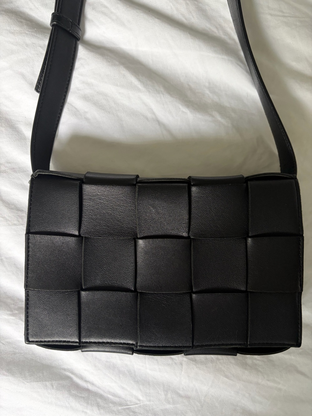 Bottega Veneta Black Intrecciato Woven Leather Cassette Bag